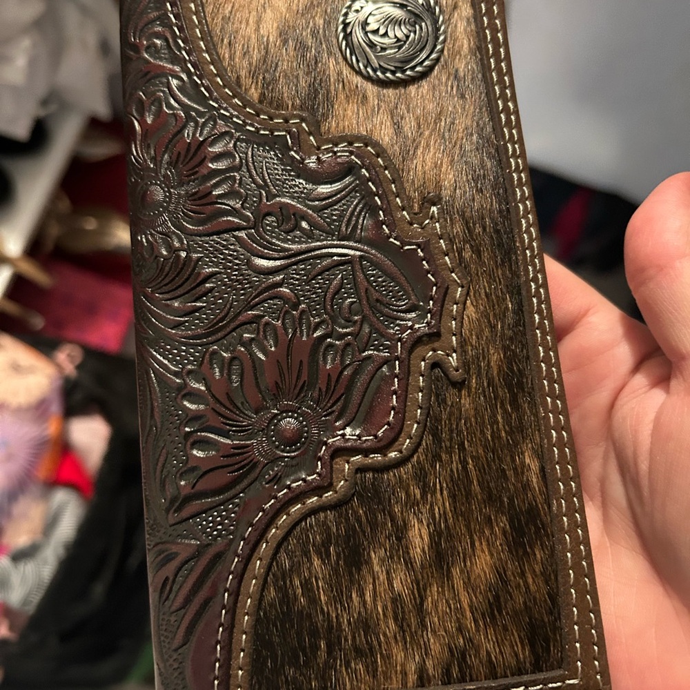 Embossed Leather Wallet with Card Slots